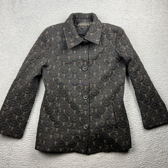 Kristen Blake Quilted Button Down Coat Black Womens Size Small - Picture 1 of 7